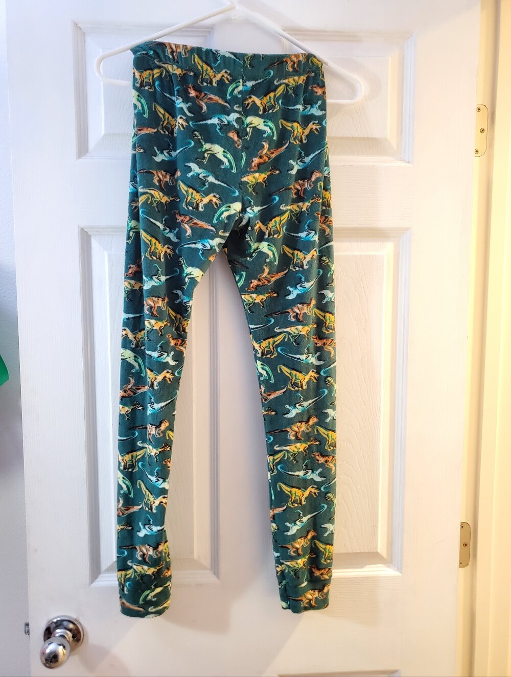 Cat & Jack Teal Dinosaur Print Leggings with Yellow Accents